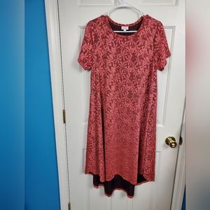 Lularoe Carly Dress Size Medium Red Floral